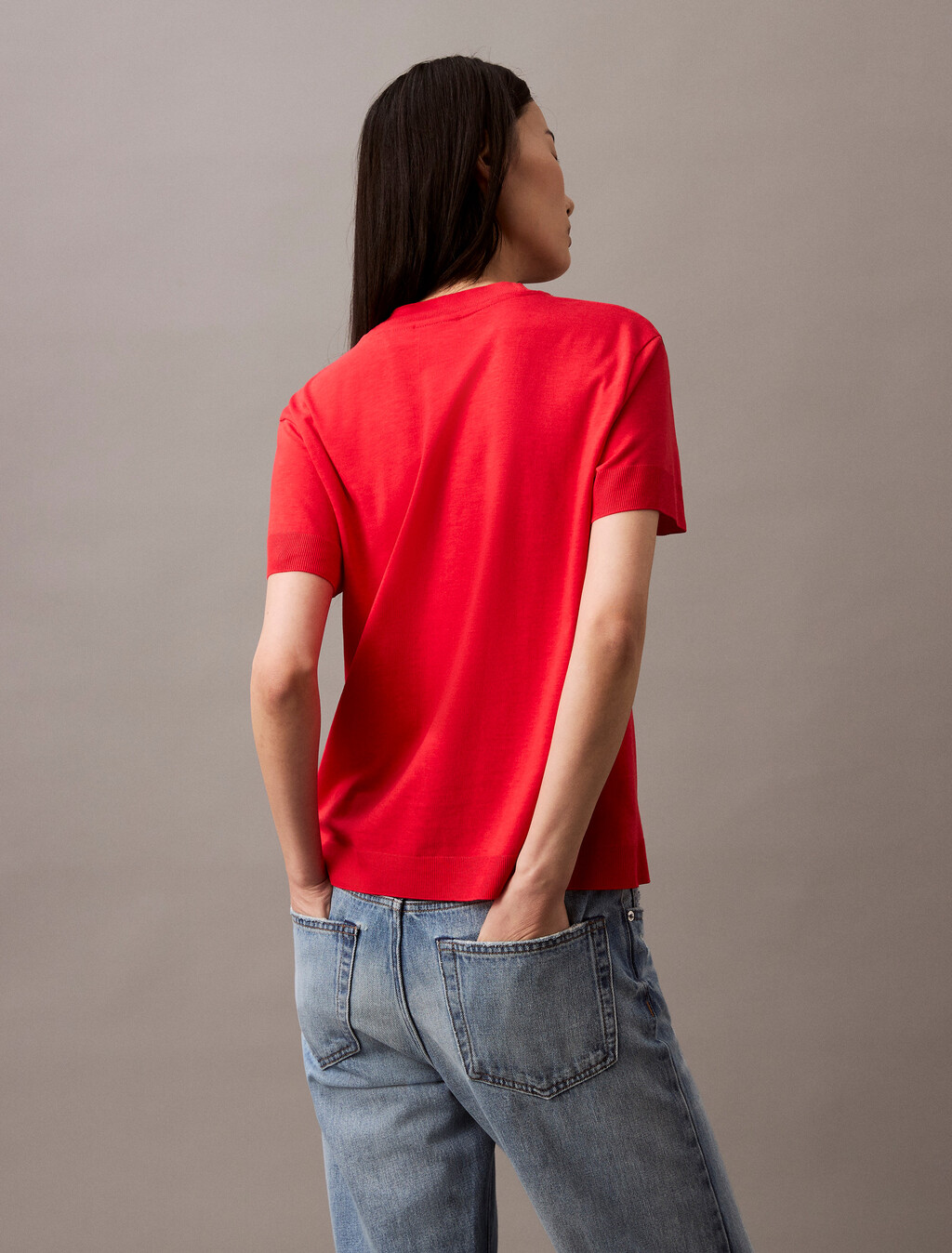 Silk Touch Mockneck Tee, Tomato, hi-res