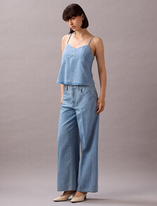 Linen Denim Tank Top, AARON INDIGO, hi-res