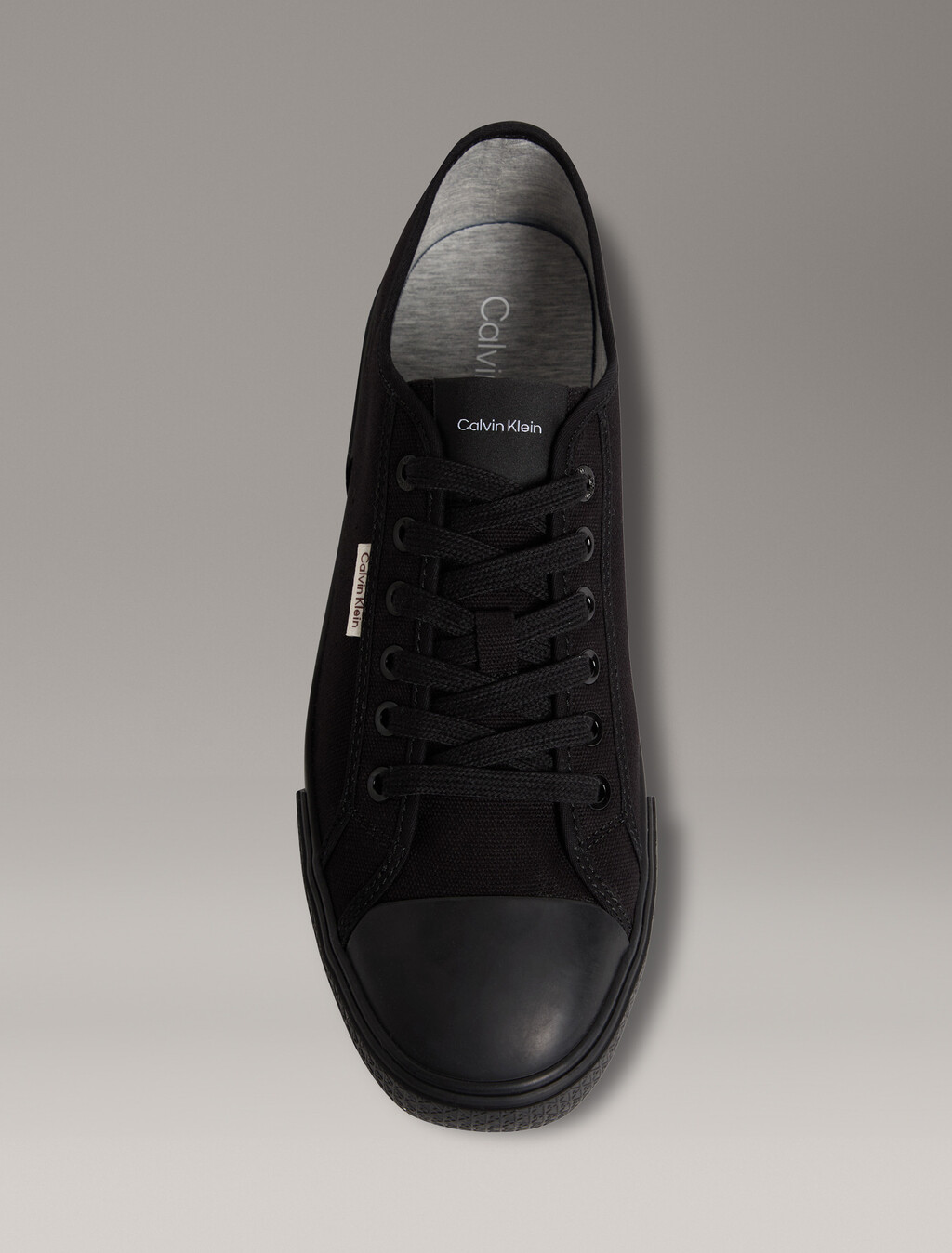 Alvaro - Cotton Canvas Logo Trainers, Triple Black/Honey, hi-res