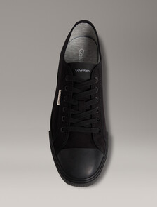 Alvaro - Cotton Canvas Logo Trainers, Triple Black/Honey, hi-res