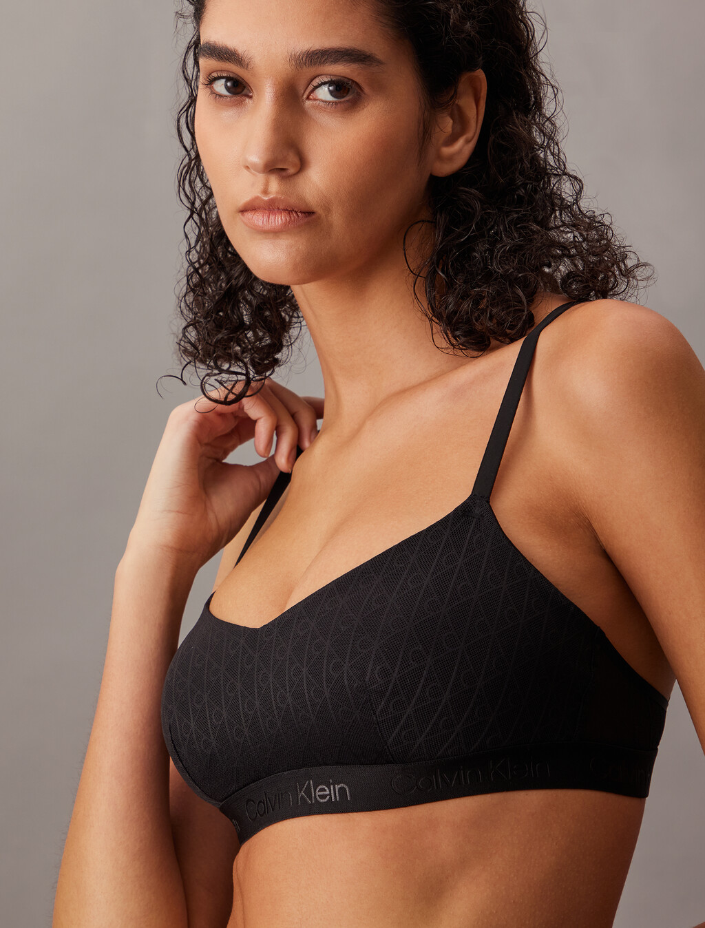 Bralette - Microfibre Lace, Black, hi-res