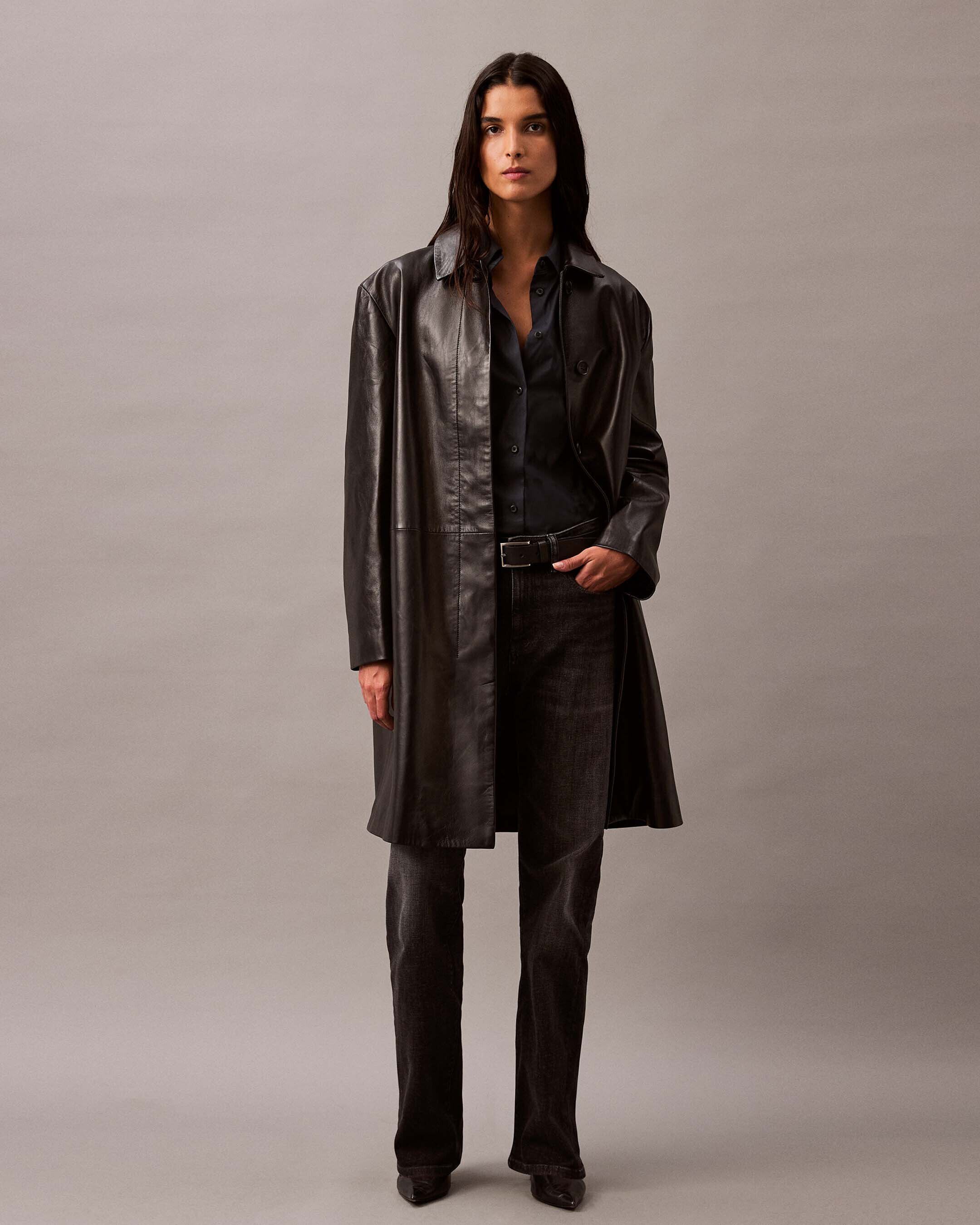 Lamb Suede Car Coat | black | Calvin Klein Malaysia