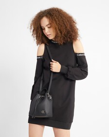 SUSTAINABLE CUT OUT LONG SLEEVE TEE DRESS, Ck Black, hi-res