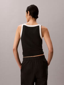 Monogram Label Tank Top, Black, hi-res