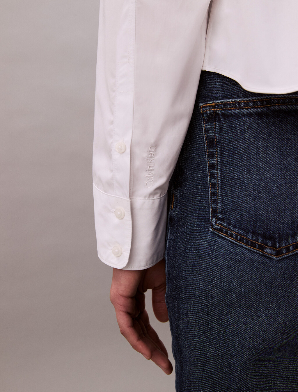 Solid Boxy Cropped Shirt, Brilliant White, hi-res