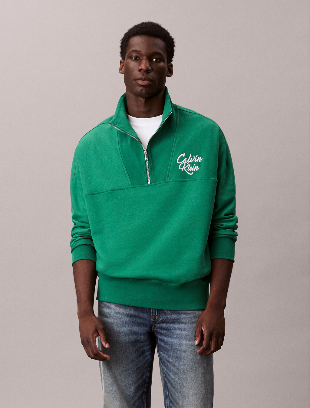Premium Fleece Relaxed Quarter Zip Sweatshirt, Verdant Green, hi-res