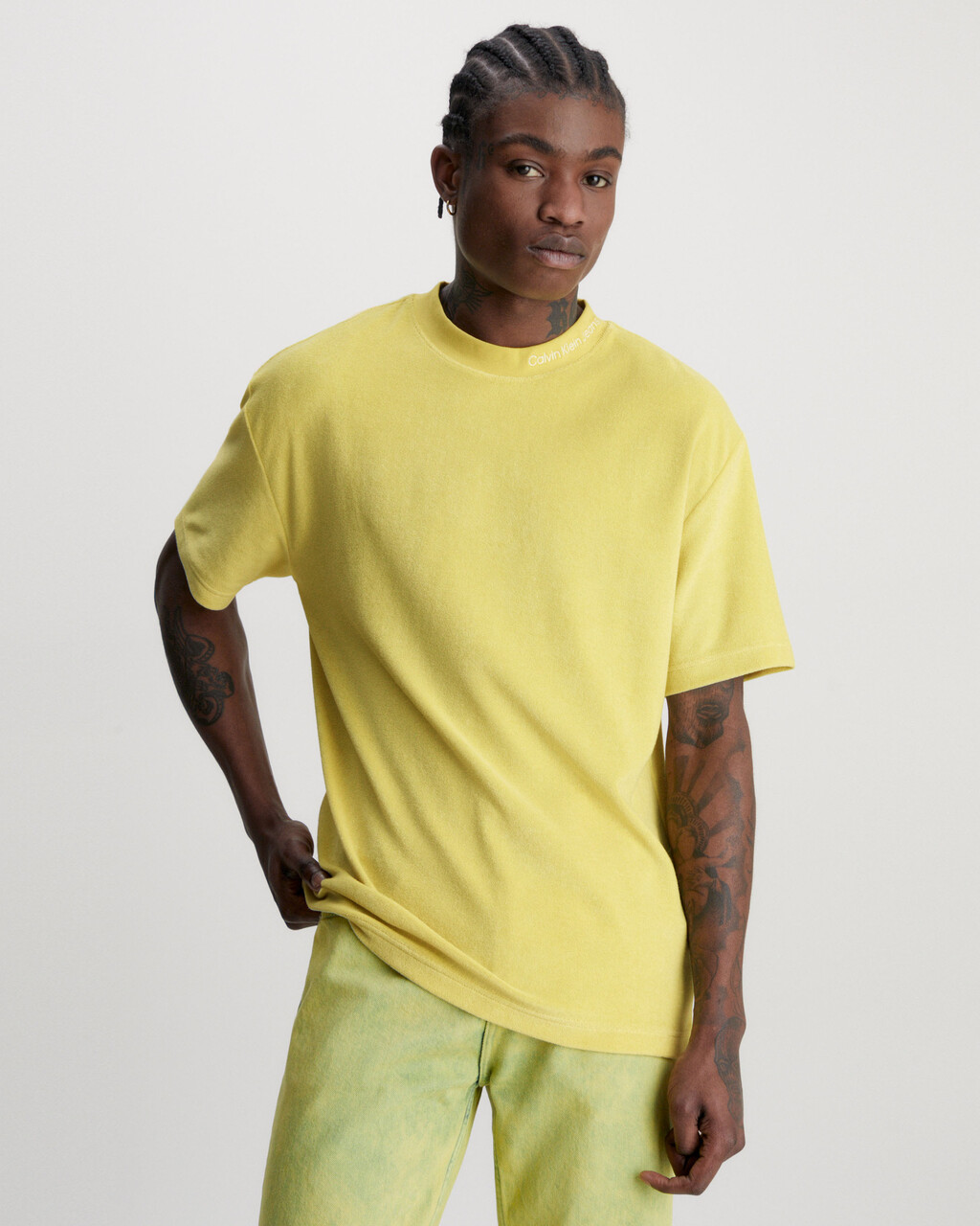 Relaxed Towelling T-Shirt, Yellow Sand, hi-res