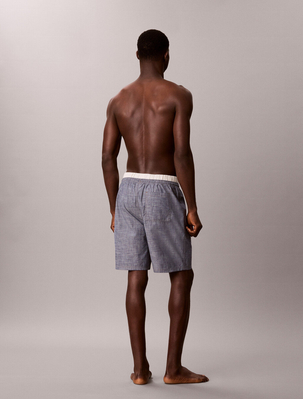 Cotton Chambray Sleep Shorts, CHAMBRAY INDIGO, hi-res