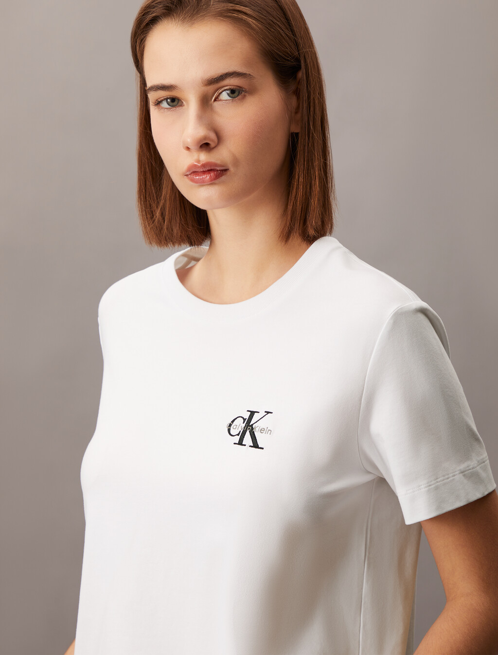 Core Essentials Monogram Embroidery Tee, Brilliant White, hi-res