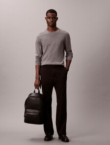 Embossed Allover Monogram Backpack, Black, hi-res