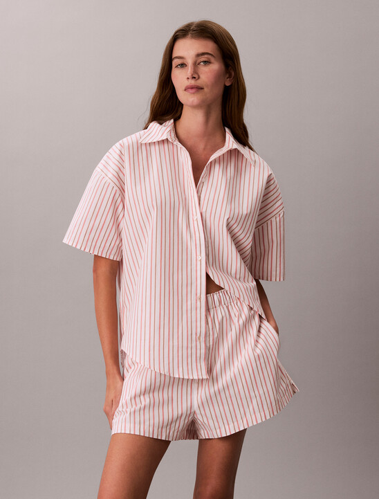 Cotton Poplin Pyjama Button-Down Shirt