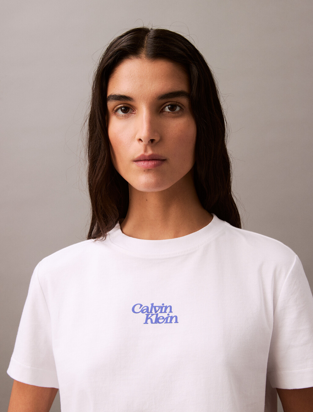 Flocked Logo Crewneck Tee, Brilliant White, hi-res