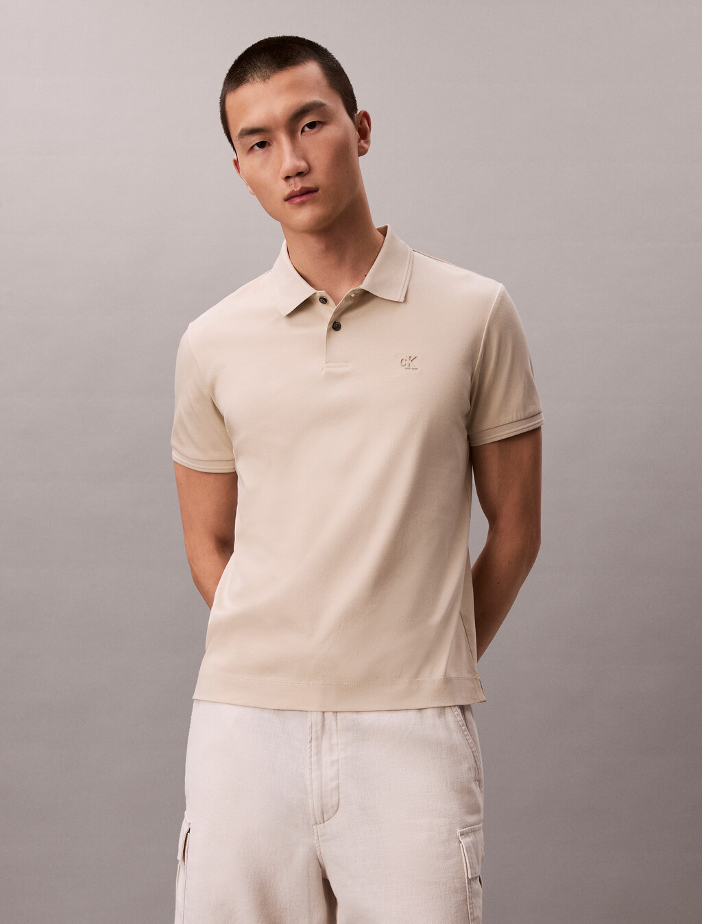 Mercerized Slim Polo, Oatmeal, hi-res