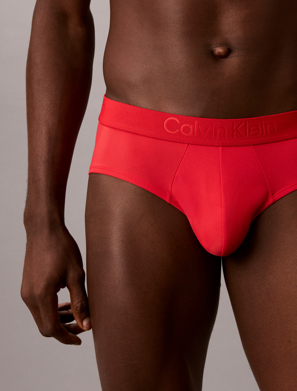 CK Black Microfiber Stretch Hip Brief, Goji Berry, hi-res