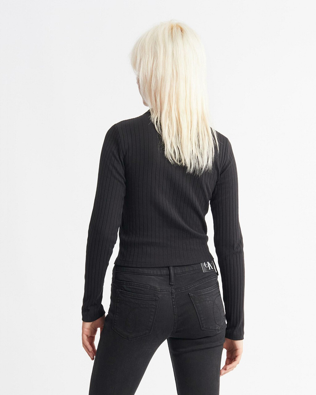 Monologo Badge Rib Knit Sweater, Ck Black, hi-res