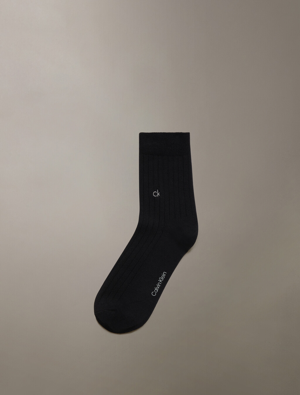 CK Logo Rib Knit Crew Sock, BLACK, hi-res