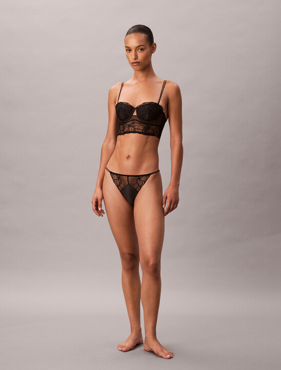 String Bikini Briefs - CK Black Floral Lace