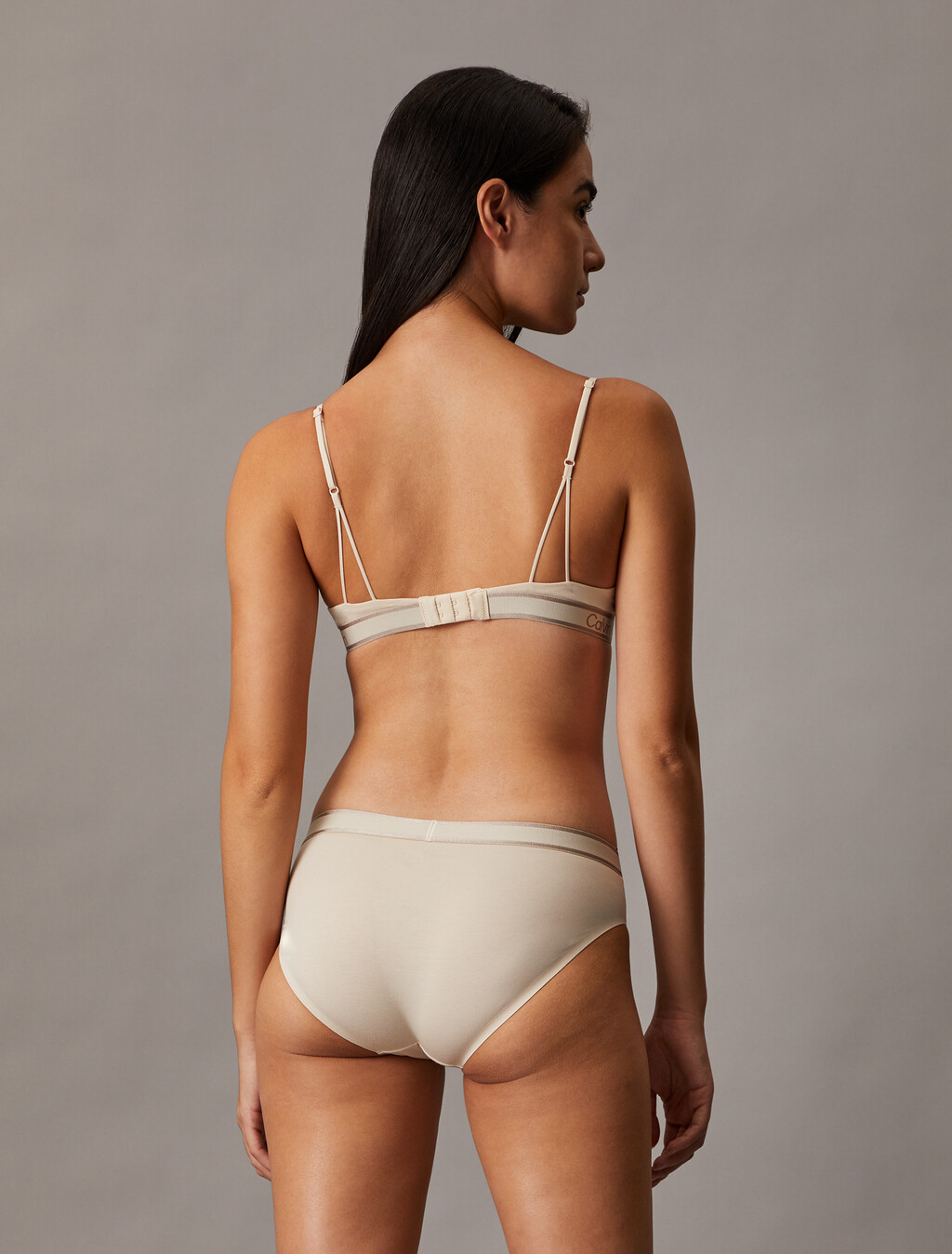 Tonal Logo Cotton Lightly Lined Demi Bra, Sandshell, hi-res