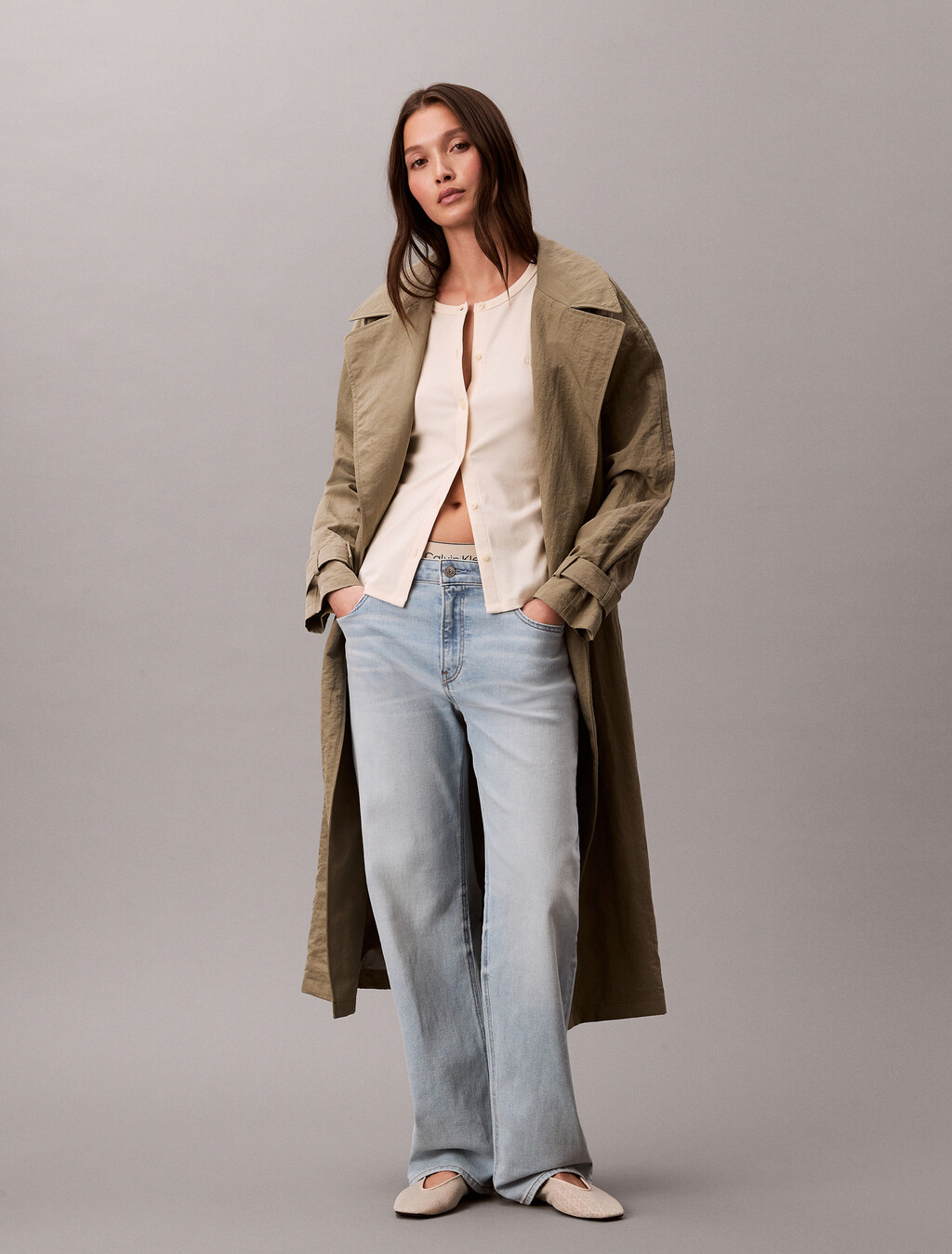 Slim Ribbed Button-Front T-shirt, Calico, hi-res