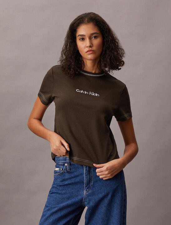 Embroidered Logo Graphic Slim T-Shirt
