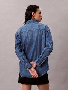 Oversized Denim Shirt, INDIGO HASTINGS, hi-res
