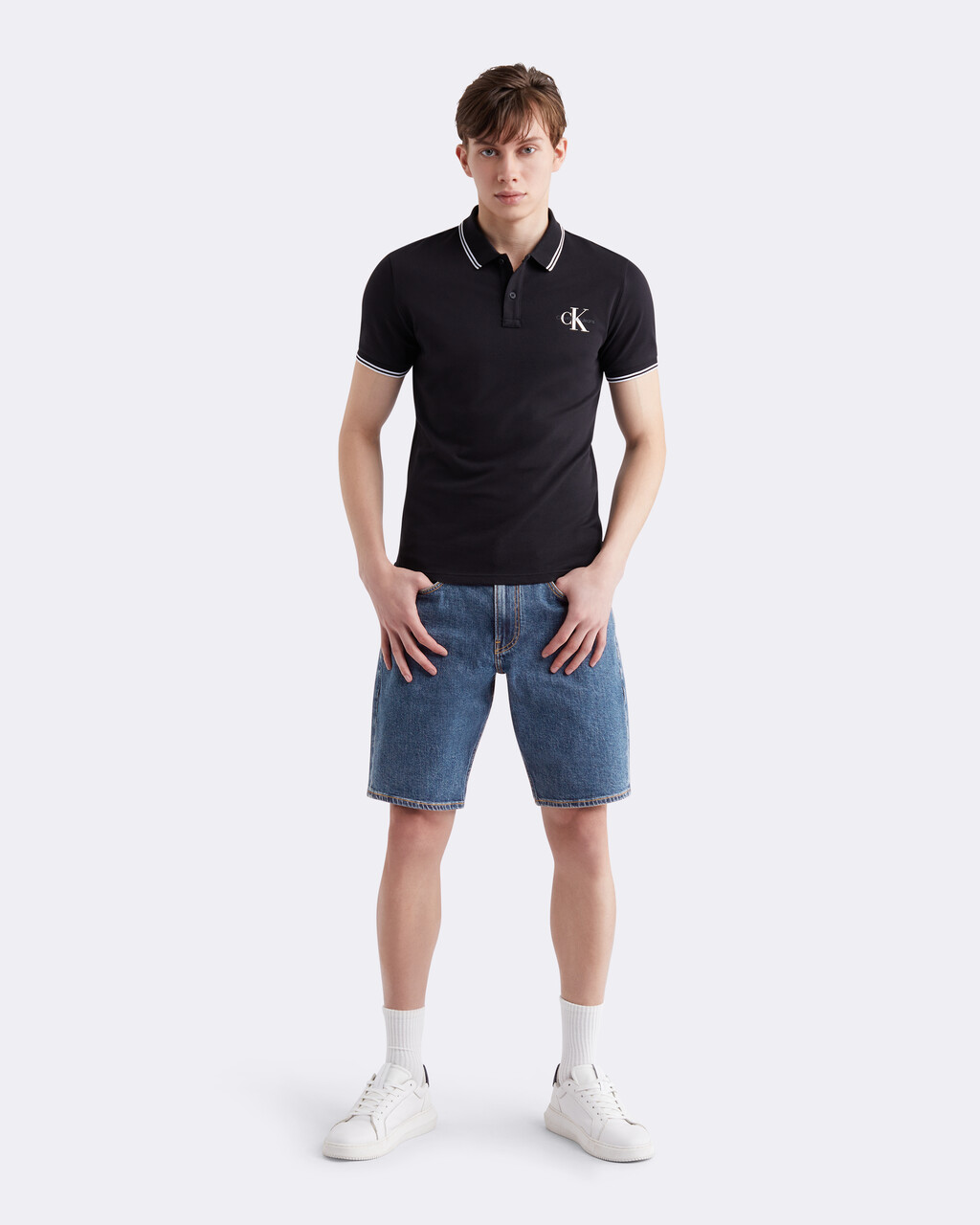 Recycled Cotton Regular Straight Denim Shorts, 007A MID BLUE, hi-res
