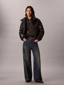Matte Shine Down Puffer Jacket, Black, hi-res