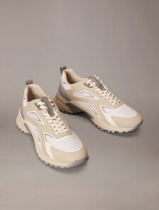 Trailblazer &mdash; Mesh Mix Runner Trainers, Oatmeal/Marshmallow/Cloudburst, hi-res