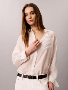 Voile Relaxed Shirt, White Sand, hi-res