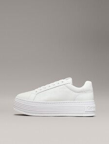 Leather Platform Trainers, Triple Bright White, hi-res