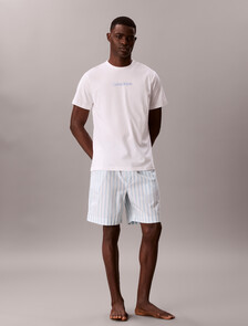 Cotton Poplin Short Set, Classic White TOP / VERTICAL BOARDWALK LOGO  STRIP, hi-res