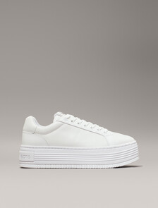 Leather Platform Trainers, Triple Bright White, hi-res