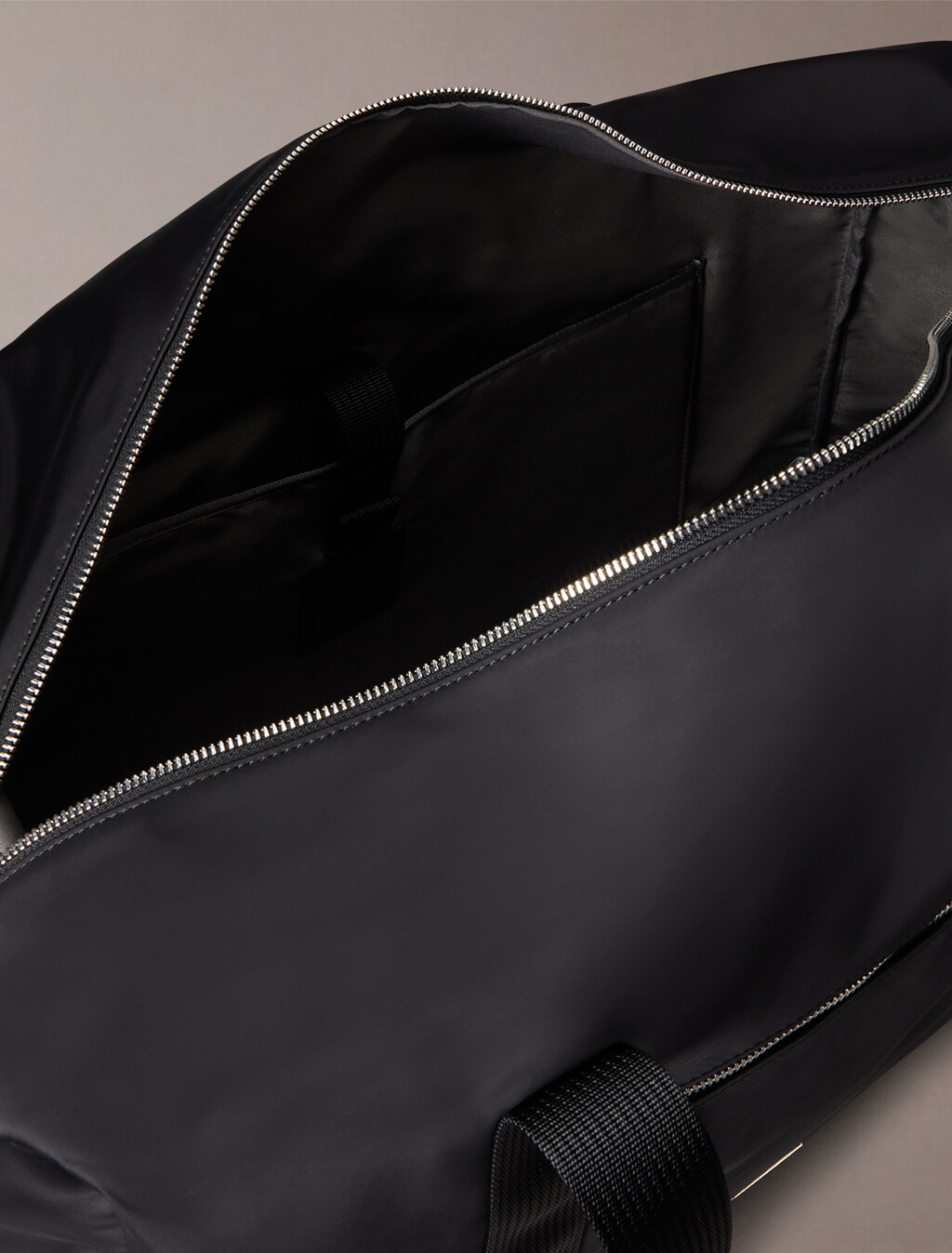 Sleek Nylon Weekender Bag, Black, hi-res