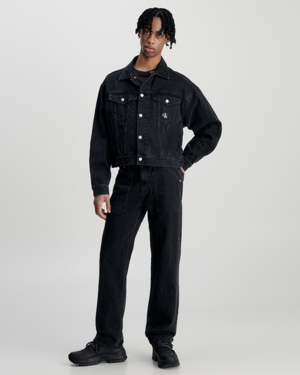 Relaxed Denim Jacket, WASHED BLACK, hi-res