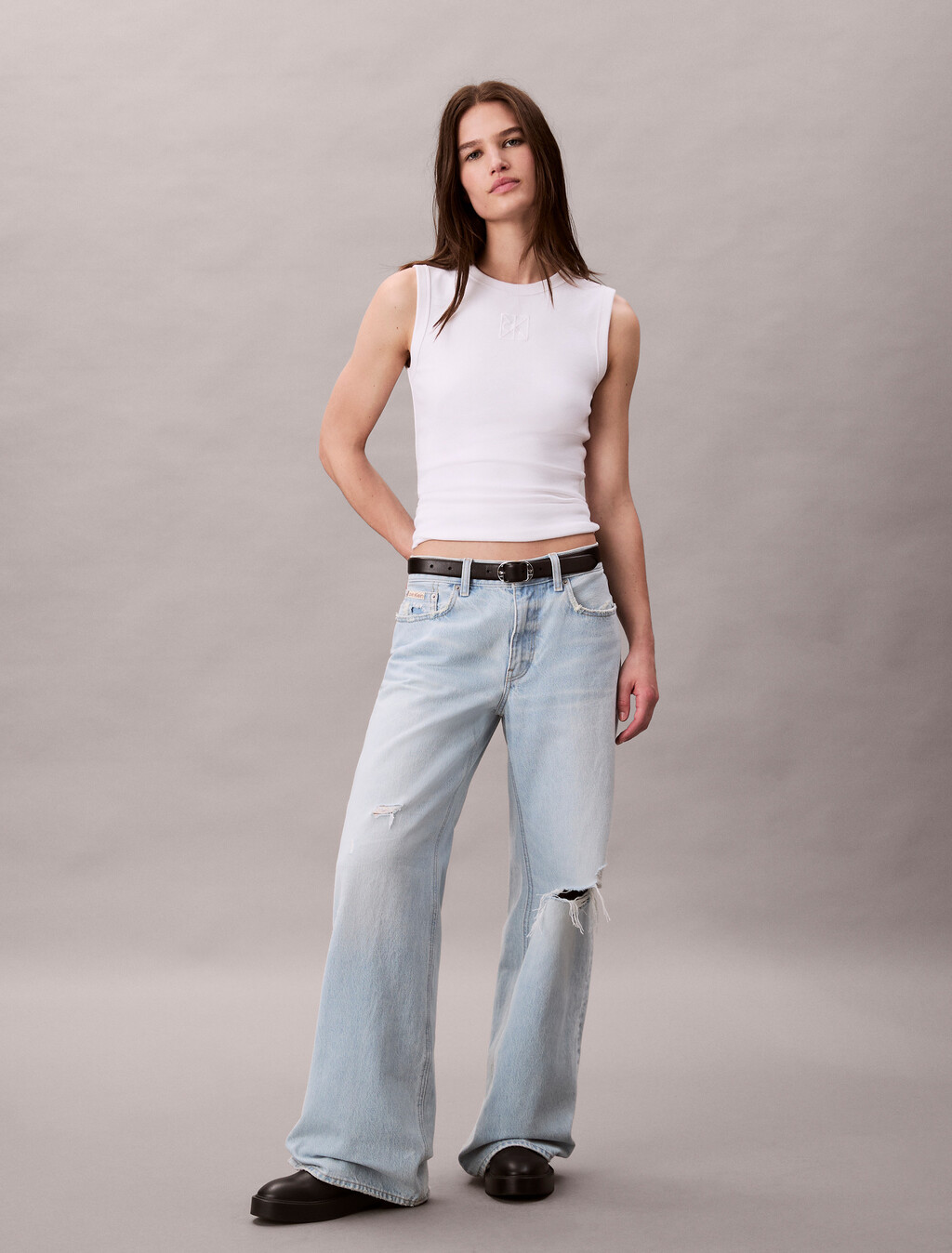 Ribbed Tank Top, Brilliant White, hi-res