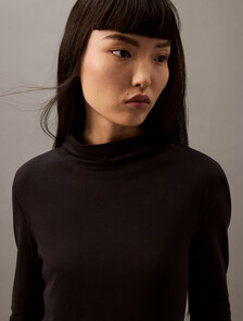 Mercerized Jersey Mock Neck T-Shirt, Black Beauty, hi-res