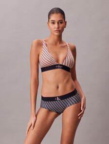 Triangle Bralette - Graphic Monogram Microfibre Stretch, MINI STEPPING LOGO BRIGHT PEACH, hi-res