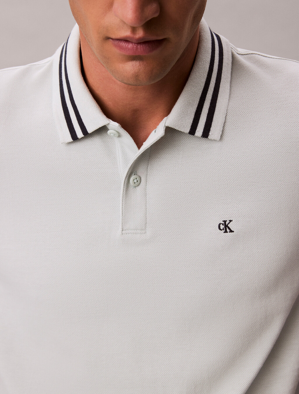 Monogram Logo Pique Tipped Classic Polo Shirt, Misty Blue, hi-res
