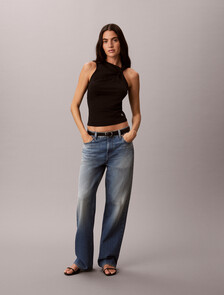 Cotton Stretch Sensual Tank Top, Black, hi-res