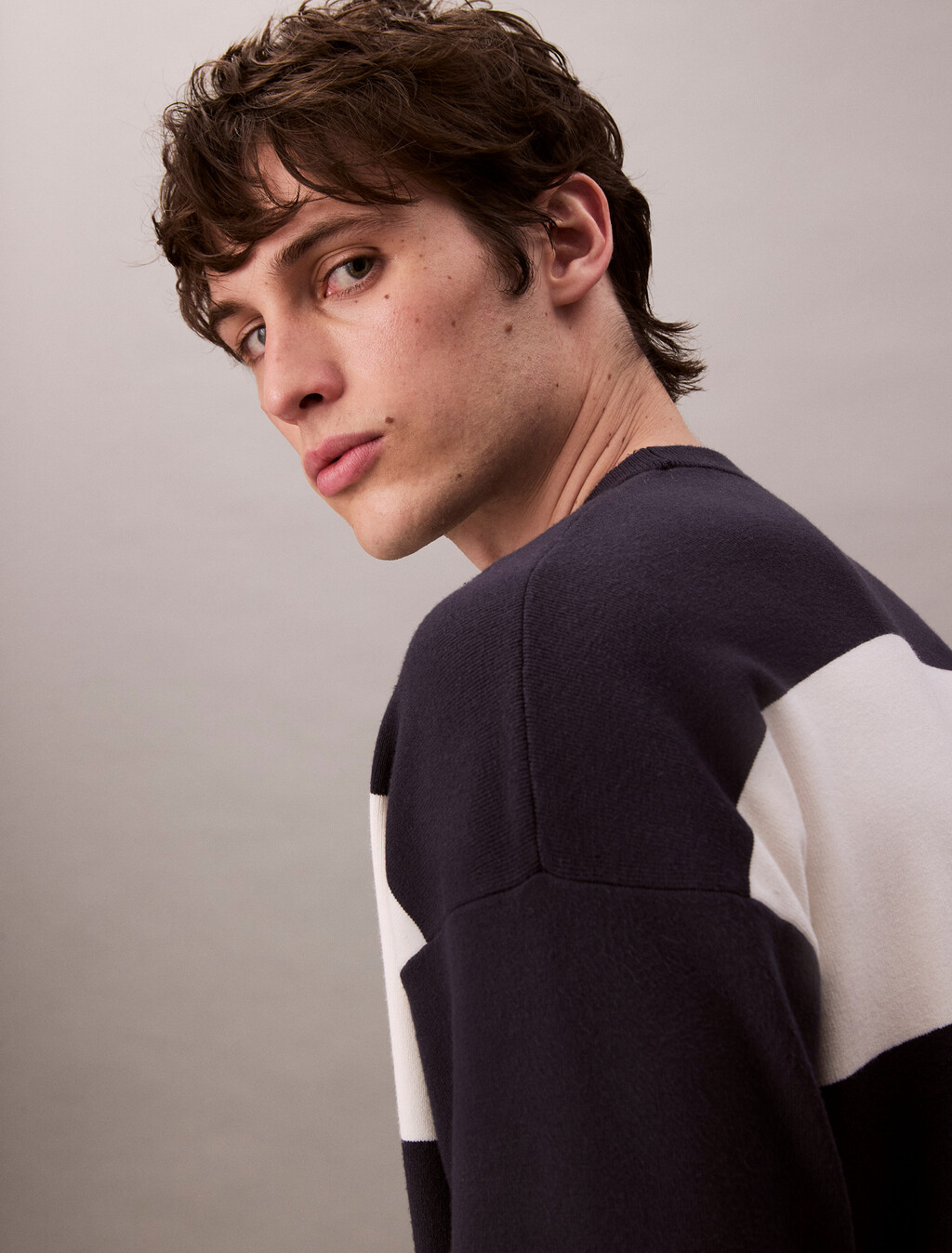 Tech Knit Stripe Relaxed Jumper, Night Sky, hi-res