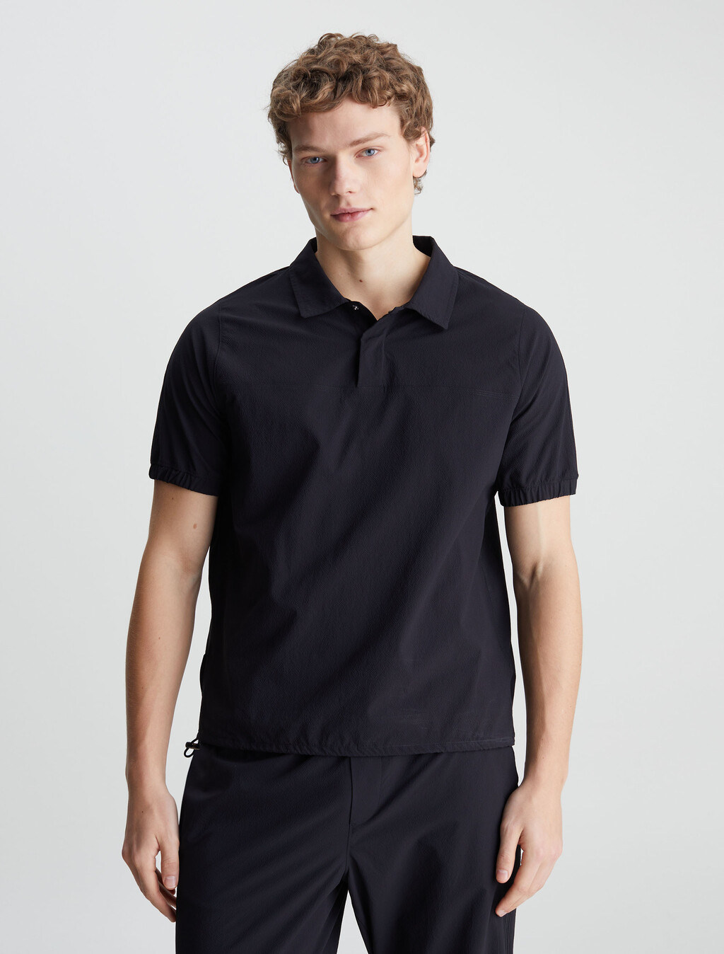 Seersucker Sport Polo, BLACK BEAUTY, hi-res