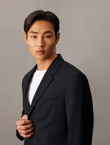 Refined Wool Slim Blazer, Black, hi-res