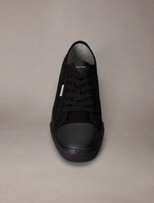Alvaro - Cotton Canvas Logo Trainers, Triple Black/Honey, hi-res
