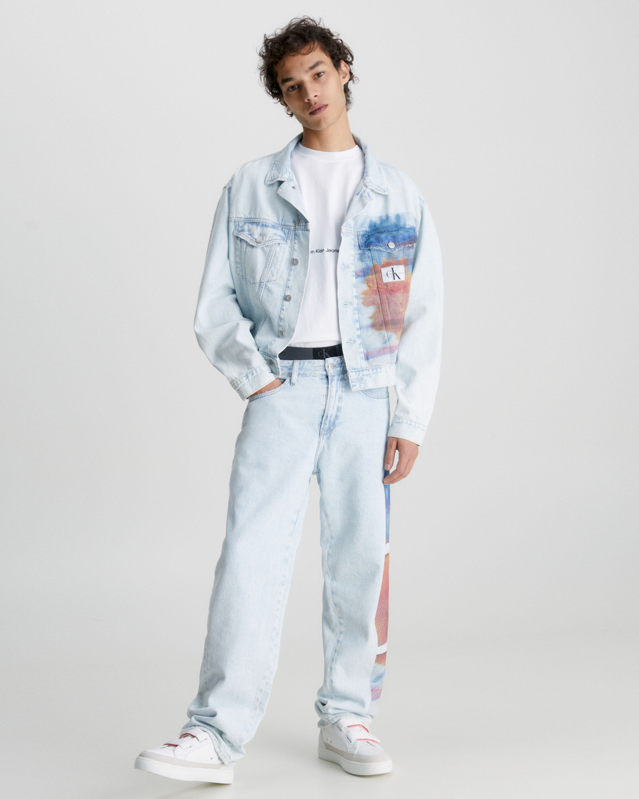 Calvin klein printed outlet denim jacket