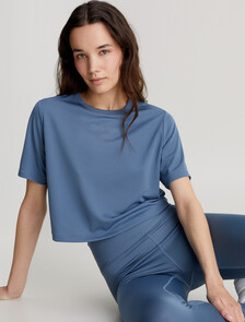 Cropped Gym T-shirt, CERAMIC BLUE, hi-res