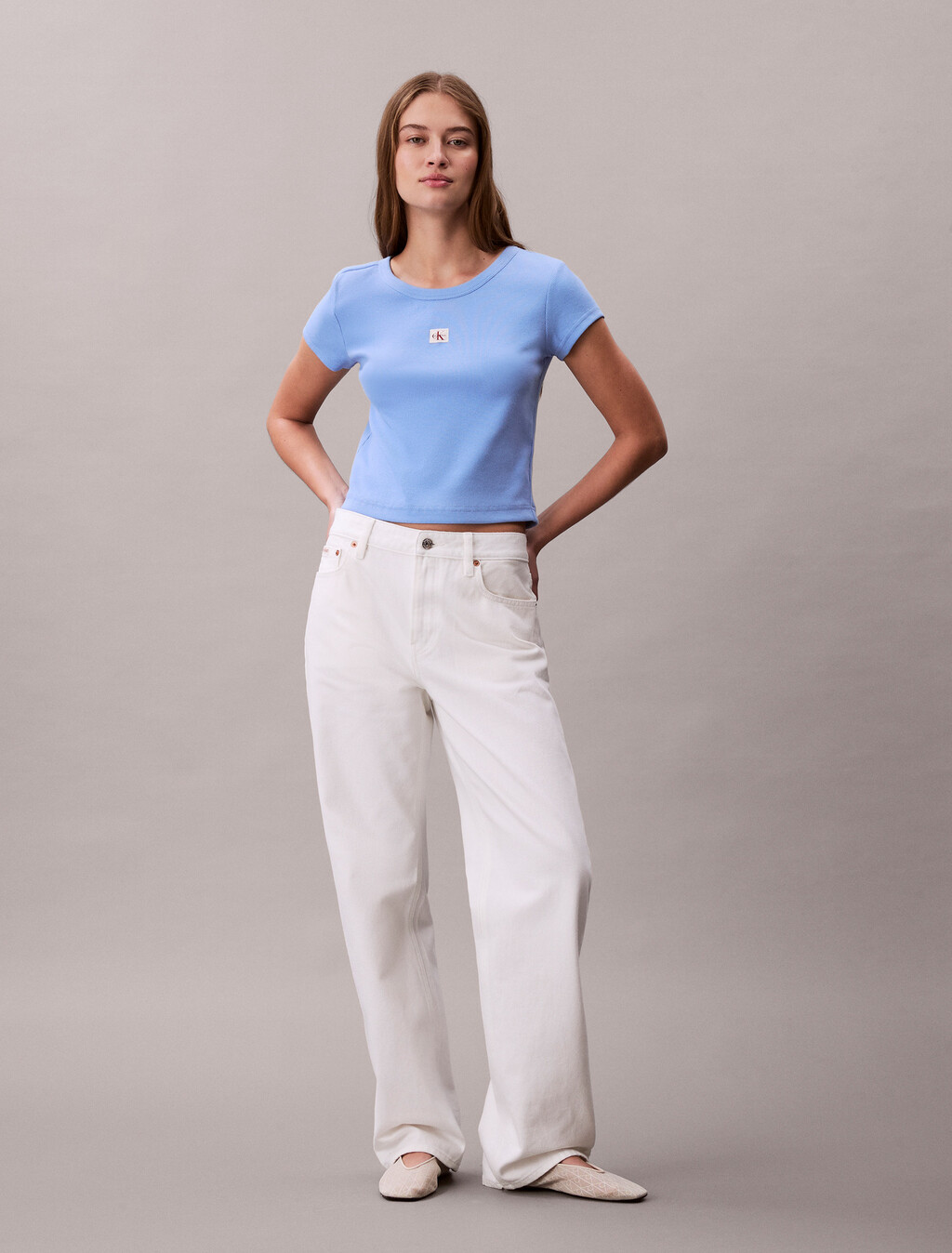 Cotton Stretch Rib Baby Tee, Blue Descent, hi-res