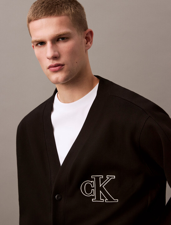 Double Knit Logo Applique Cardigan