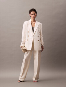 Relaxed Linen Pleated Trousers, Tofu, hi-res