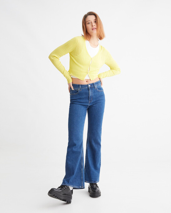 Smooth Cotton Rib Cardigan