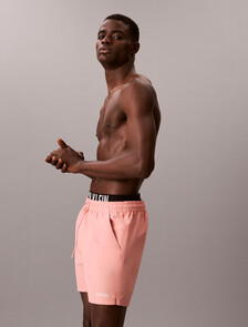 Double Waistband Swim Shorts - Intense Power, Sugar Pink, hi-res